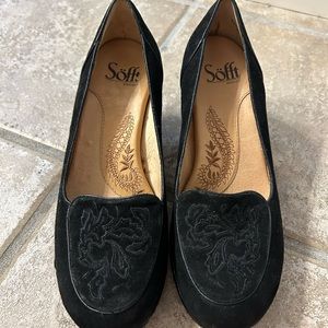 Sofft black suede heels size 6.5